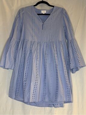 Mud Pie Light Blue Eyelet Dress Size S